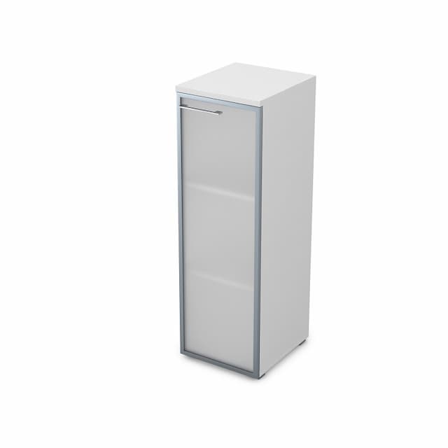 Шкаф пенал АЛСАВ Gloss line 9НП.017.6 белый премиум/металл глянец