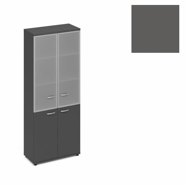 Шкаф со стеклянными дверьми в алюминиевой рамке Юнитекс А4 (78x36.4x193) А4 9380 АР антрацит премиум