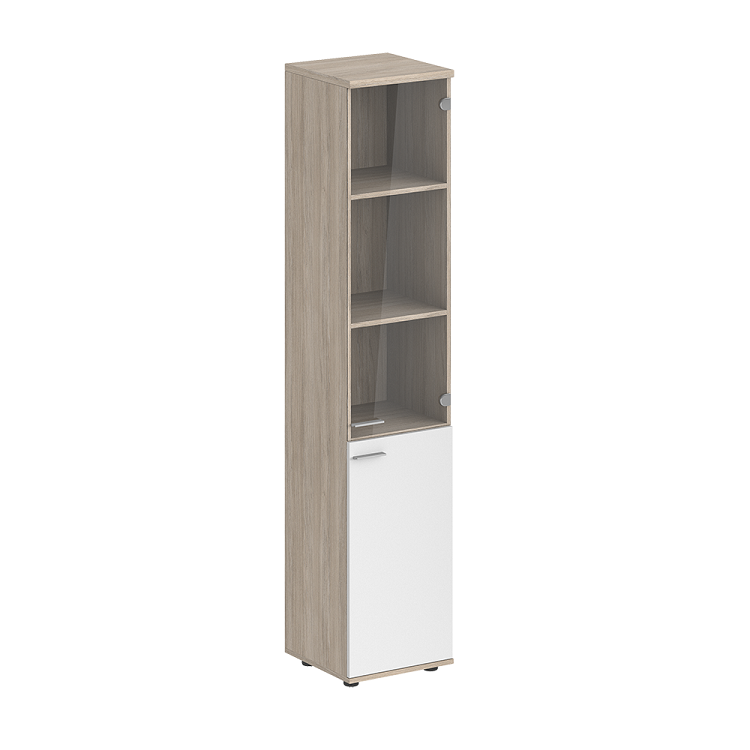 Шкаф высокий со стеклом правый Norden Сигма SG.812.OL.WH.GL.R
