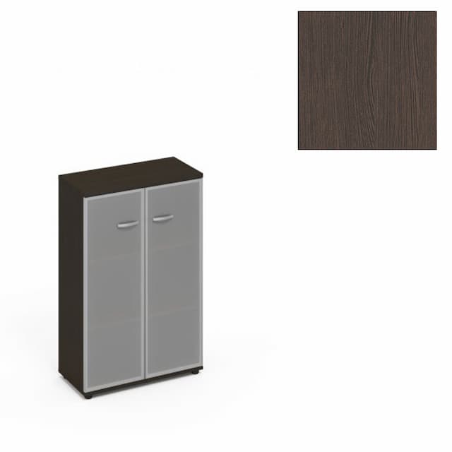 Шкаф средний со стеклом в алюминиевой рамке Юнитекс А4 (78x36.4x119.4) А4 9367 ВТ венге