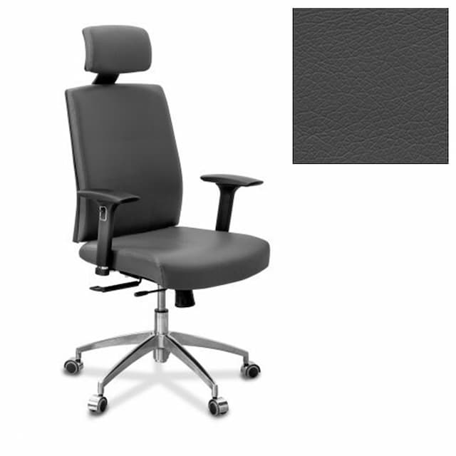 Офисное кресло для персонала Юнитекс Alfa X/SL/3D/H экокожа премиум темно-серая CN1118