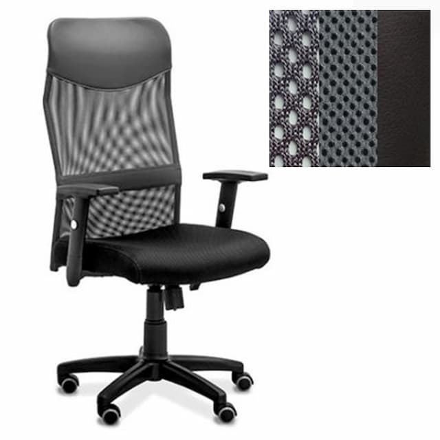 Офисное кресло руководителя Юнитекс Сити сетка/ткань TW,вставка экокожа серая/серая,темно-серая