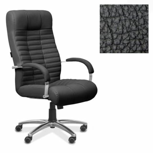 Кресло руководителя Юнитекс Атлант X2 натуральная кожа с компаньоном черная